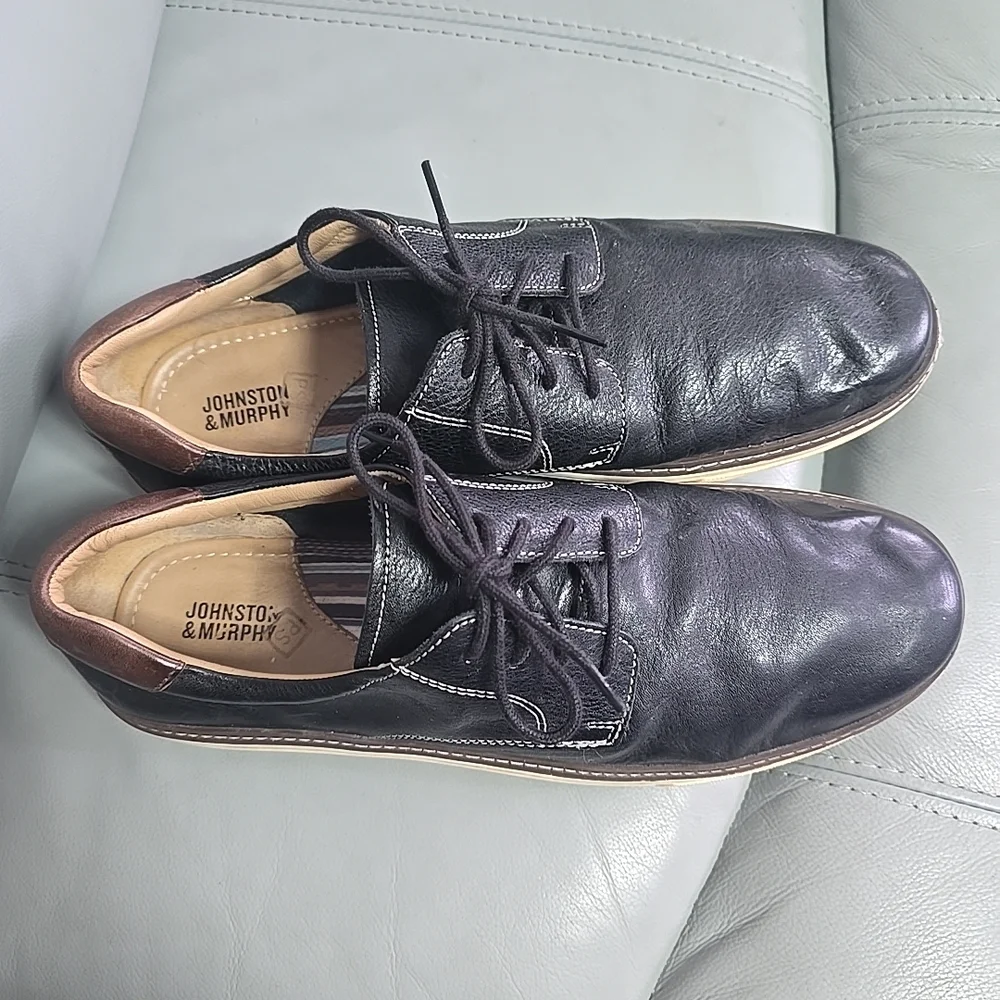 Johnston & Murphy Black‎ Leather PlainToe Men's Size 10M 59-2485 Shoes